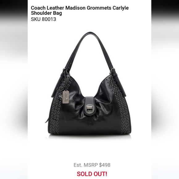 Coach Black Shoulder Bag with Silver Accents - Picture 10 of 10